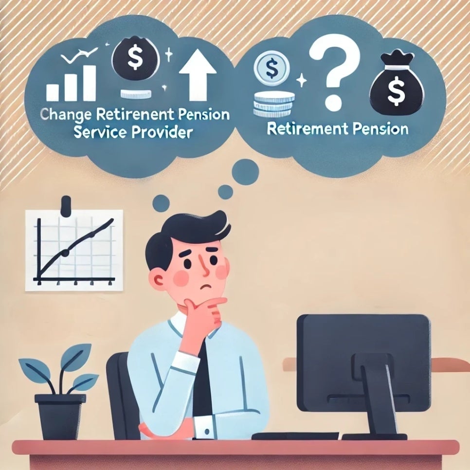 Transfer of my Retirement Pension, 퇴직연금 실물이전을 고민 중인 직장인, 생성형 AI 활용 이미지